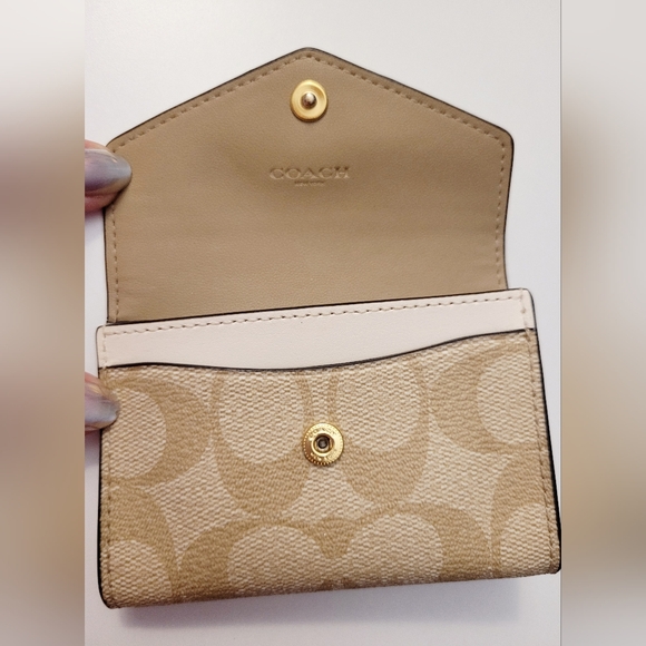 Coach Women's Mini Cream and Tan Wallet In Signature Leather Design - Picture 5 of 10
